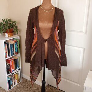 NWT boho fairycore Mystree Wool Blend Boho Cardigan – Waterfall Hem Striped Knit